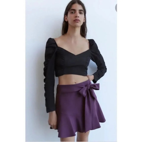Zara  Purple Bermuda Skort with belt - Picture 1 of 11